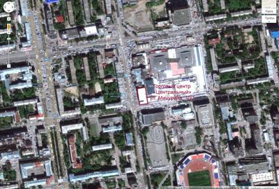 Снимок из космоса ТЦ Центральный на ул. Мичурина, 10/1 в Центральном районе г. Новосибирск. Увеличить?